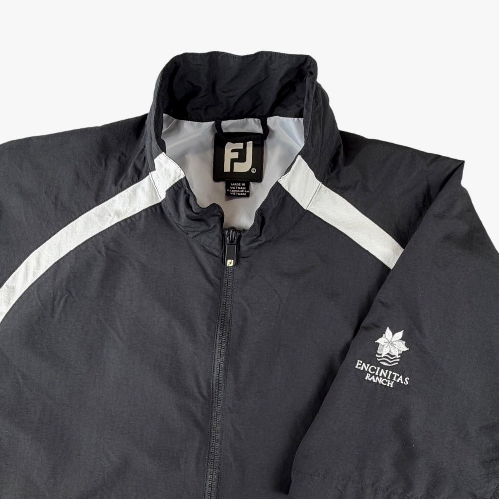 FootJoy Mens Large‎ Short Sleeve Quarter Zip Windbreaker Encinitas Ranch Black - Picture 2 of 6
